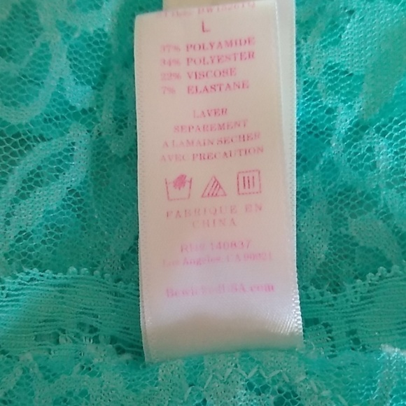 BE Wicked Blue / Green Lace Slip / Teddy Size Large - Picture 7 of 8